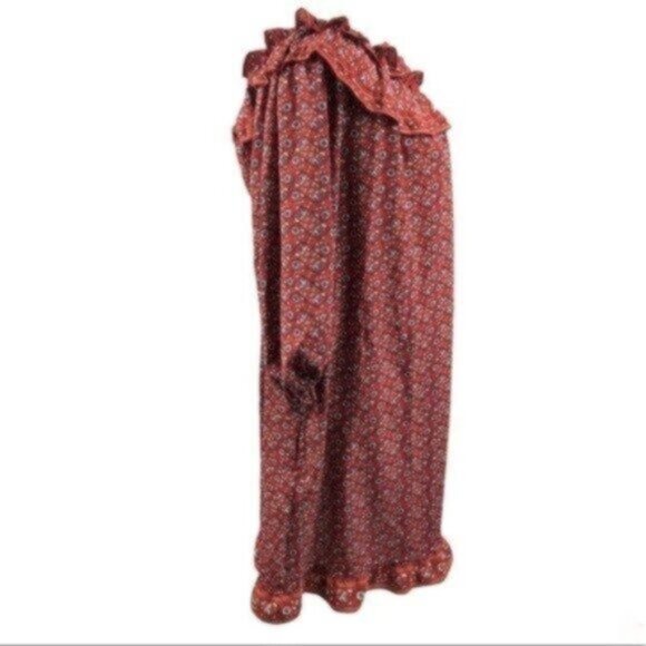 NWT Max Studio Rust/Red Floral Puff-Sleeve Ruffled Boho Dress Large - Picture 6 of 10